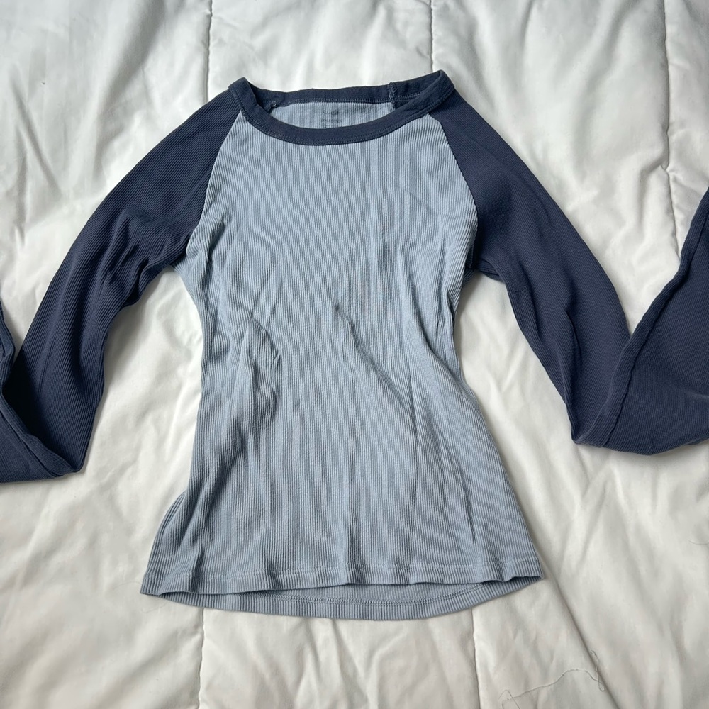 Navy & Dusty Blue John Galt long sleeve top